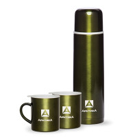 Набор: термос для напитков Арктика 1 литр и 2 кружки (покрытие – эмаль)