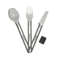 Столовый набор титановый (ложка, вилка, нож) с силиконовым держателем Esbit