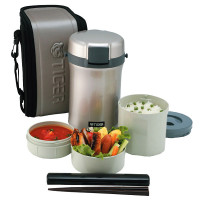 Термос для еды с контейнерами Tiger LWU-B170 Warm Silver