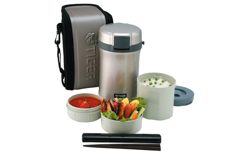 Термос для еды с контейнерами Tiger LWU-B200 Warm Silver